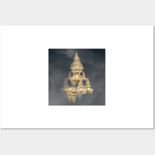 Floating Golden Temple Fractal Posters and Art